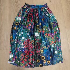 Blackmilk Klimt Collage Colorful Floral A-Line Skirt